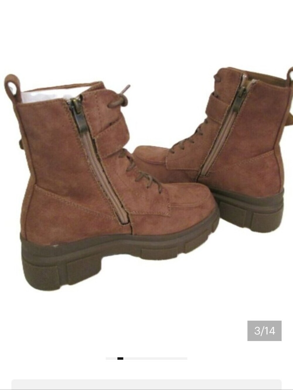 Innovation Women’s Brown Faux Suede Lace-Up Ankle Boots with Buckle SZ 35 NEW - Picture 3 of 12